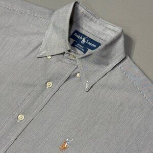 Polo Ralph Lauren Shirt Small Blake Gray Oxford Knit Color Pony Prep Office